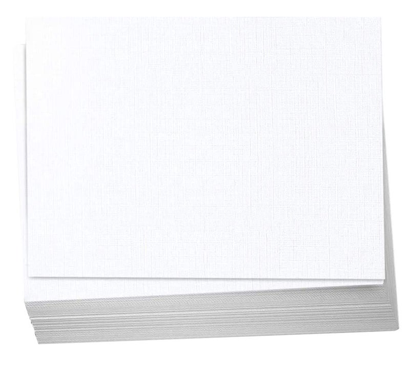 Hamilco White Linen Cardstock Paper Flat 4x6 Blank Index Cards Card Stock 80lb Cover 100 Pack - Image 1